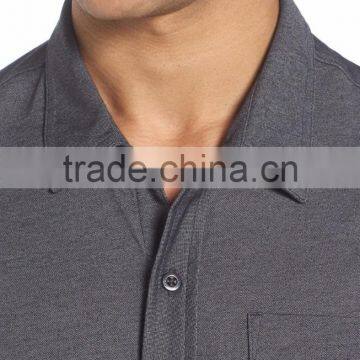 Solid Grey Men's Anti-wrinkle Horse Riding Shirt Made by Top Designers photo-4