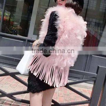 B Rabbit Fur Tassels Fashion Turkey Feather Vest photo-5