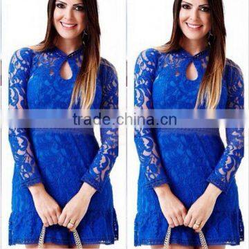 the Latest Autumn Women Long Sleeve Lace Dress Cocktail Mini Dress photo-3