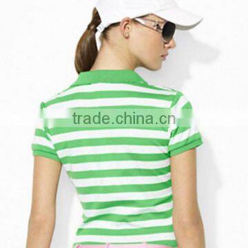 Women Custom Striped Golf Polo Shirt photo-2