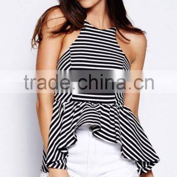 Sexy Cute Stripe off Shoulder Strap Lady Top Selling Products 2015 photo-2
