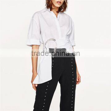 Breathable Black Pearl Studded Dress Black Pants With Slits photo-2