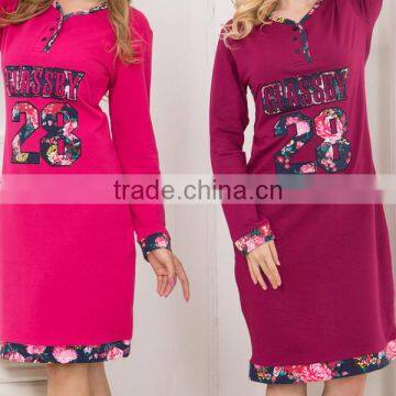 TOP DESIGN WINTER ARABIC COUPLE NIGHTGOWNS FOR BEAUTIFUL WOMEN THICK POLYESTER COTTON O-NECK WITH BUTTON STYLE NIGHTGOWNS photo-2