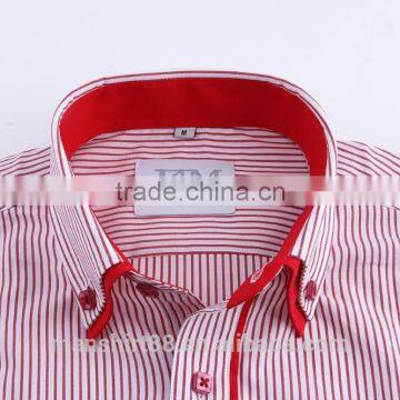 100% Cotton Red Stripe Double Collar Mens Dress Shirts photo-2