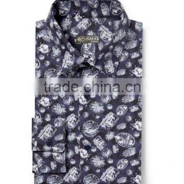 High quality men's fashion printing retro badge long-sleeved shirt