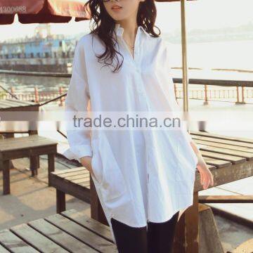 2015 solid color korea style slim fit women fashion shirt