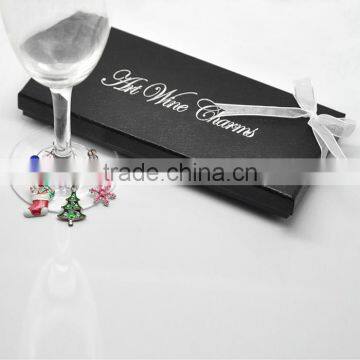 Cheap Wholesale Bar Accessories Table Decorations Christmas Wine Glass Charms Rings With Box photo-3