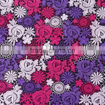 polyester colorful french guipure chemical lace fabric