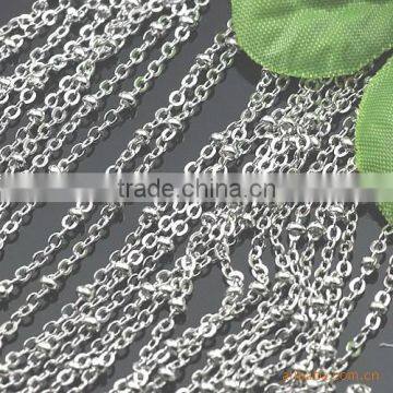 White Steel 2mm Cross O Chain Copper Beaded Link Cable Chain For Jewelry Diy