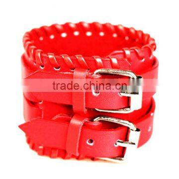 Double Layer Belt Braide Bracelet Punk Style Cow Leather Bracelet