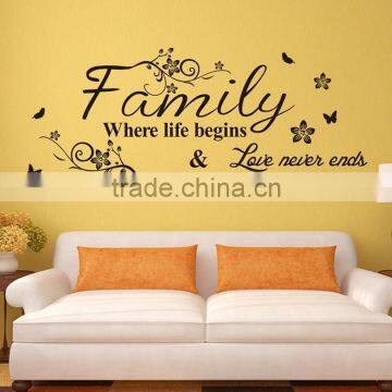 FAMILY Where Life Begins And Love Never Ends Quote Wall Stickers Removable Art Decal