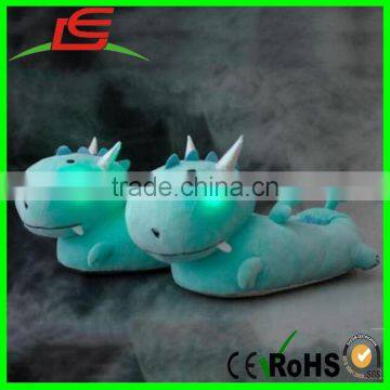 Wholesale Green Smoko Dragon LED Light up Slippers Plush For Kids Girls Women