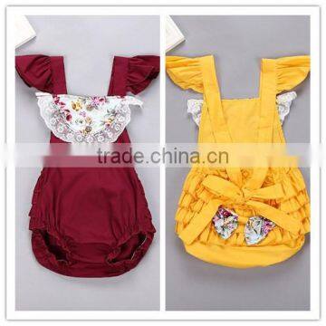 B22298A Baby romper Summer baby pretty floral lace backless rompers