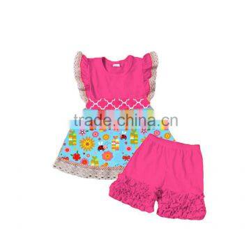 kids clothes online wholesale children's boutique clothing with Floral printing rose red color baby clothing