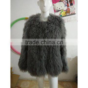 SJ188-01 Middle Hip Length Fur Jackets Coats/OEM Service Sheep Light Gray Apparel Coats