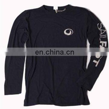 100% black men's long sleeve o-neck cotton shirt