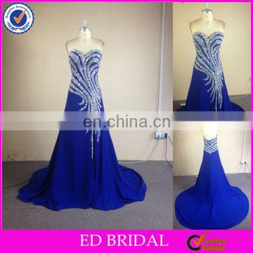 NC919 2014 Latest Real Sample Stunning Beaded Royal Blue Prom Dress