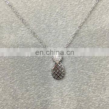 Fashion Delicate Hollow Micro Pave Diamond Pineapple Pendant Gold Plated Fruit Necklace Stylish 925 Sterling Silver Jewelry