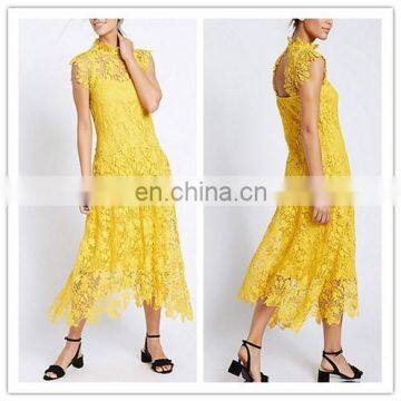 Elegant short sleeve party dress fashion bridesmaid long Evening lace dress