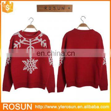 2016 New Design Custom Knitted Snowflake Pattern Acrylic Christmas Sweater