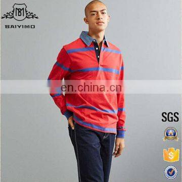 2017Wholesale China New Style Men Bulk Long Sleeve Striped Polo Rugby Shirts