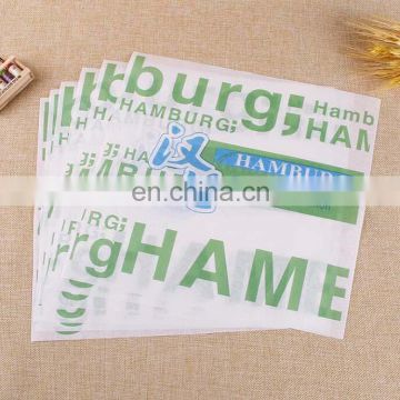 Eco-friendly custom wax paper food wrapping hamburger grease proof wax with logo printed