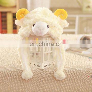 Lovely plush goat hat cute stuffed plush winter hats plush sheep hat