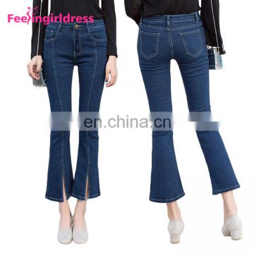 2017 Stylish Latest Design Blue Plus Size Cropped Denim Jeans Pants Wholesale China