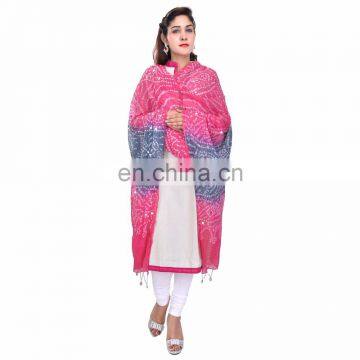 PreetyHand Bandhej Beaded Jaipuri Tradional Ethnic Stole Dupatta 2.35 Mtrs