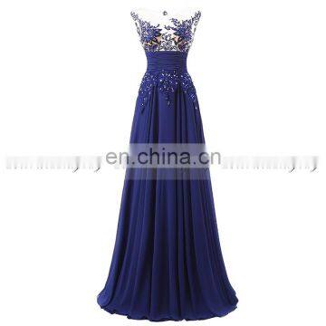 Wholesale Gorgeous Formal Jewel Applique Rhinestone Keyhole Back Sweep Train Chiffon Evening Dresses