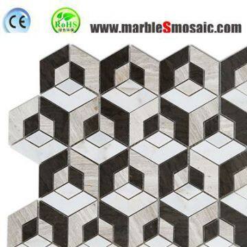 Xiamen Dark Cubic Bath 3D Marble Mosaic Tiles