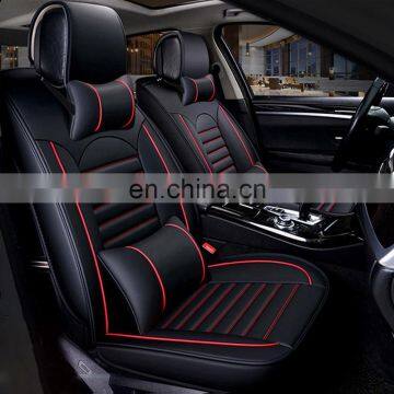 5-Seats Car Seat Cover Full Front+Rear Cushion Size L Deluxe PU leather W/Pillow