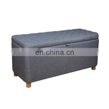 Wholesale High Quality Wood Legs Linen Fabric Rectangle Storage Furniture Stool Ottoman Bench photo-3