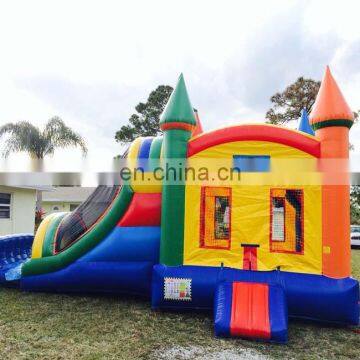 3-in-1 Bounce House Colorful Bouncing Castle Combo Dry Slide