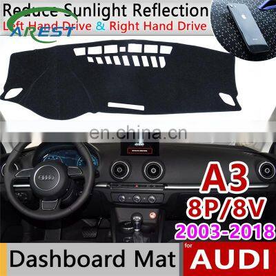 for Audi A3 8P 8V 2003~2018 Anti-Slip Mat Dashboard Cover Pad Sunshade Dashmat Carpet Anti-UV Protect Car Accessories S-Line S3