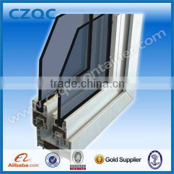 Double glazing PVC slding glass window with grill design/pvc sliding window