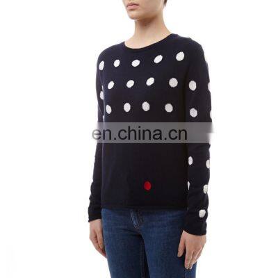 Beautiful intarsia design cashmere knitted sweater pullover for woman