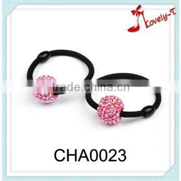 2015 wholesale hair jewelry rope women fashion neon ball crystal girls elastic hair bands,