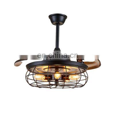 Modern Designer Decorative Retractable Bedroom Fancy Vintage Led Ceiling Fans Chandelier Ceiling Light With Remote Control