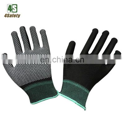 4SAFETY PVC Dotted Black Polyester/Nylon Gloves Good selling in Poland