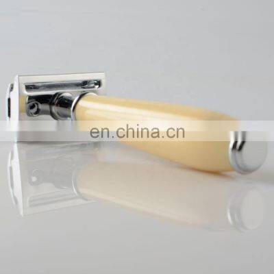 New Design Butterfly Skincare Shaving White Private Double Edge Resin Handle Shaving Metal Safety Resoire Rasoio Barba Razor photo-4