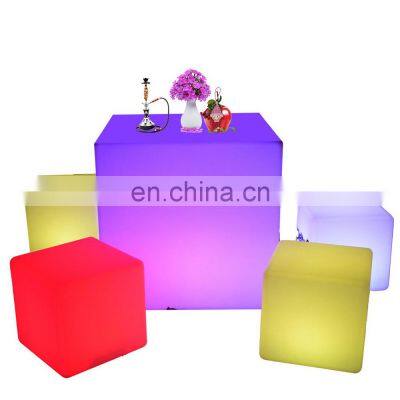Glowing Outdoor Garden Patio Event Party Nightclub Hotel Luminous Plastic Furniture Table Chair Stool Set With Led RGB Lighting