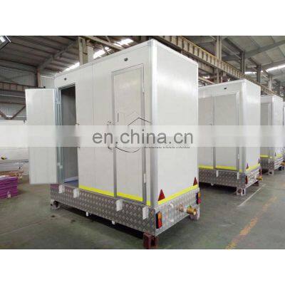 Prefabricated mobile trailer toilet with 2 rooms