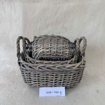 Garden Portable Storage Basket Willow Wicker Storage Picnic Baskets