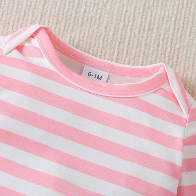 3pcs Newborn Baby's Solid Color/Cartoon Bowknot Dog Print Long Sleeve Footie, Toddler & Infant Girl's Comfy Footed Romper For Spring Fall photo-3