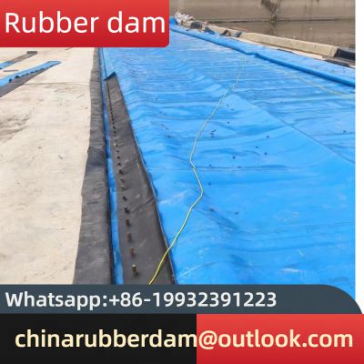 Rubber dam, small reservoir, dam landscape, gas shield dam in stock