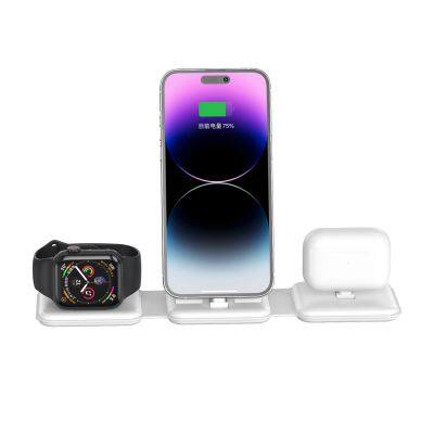 3 in 1 Foldable Portable Wireless Charging Station Multifunctional Wireless Charger for Iwatch