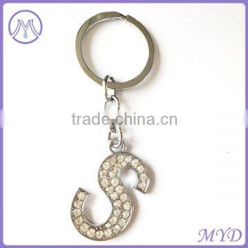 Initial Letter S crystal rhinestone Keychain