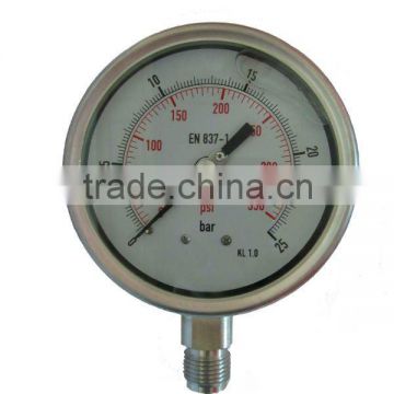 Glycerin filled pressure gauge and case welded with socket