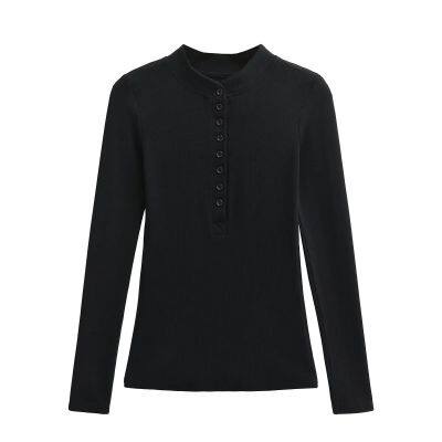 New Style: Casual and Stylish Women's Clothing in European-American Style - Simple and Elegant Knitted Blouse with Shoulder Cutout for Versatile Wearability